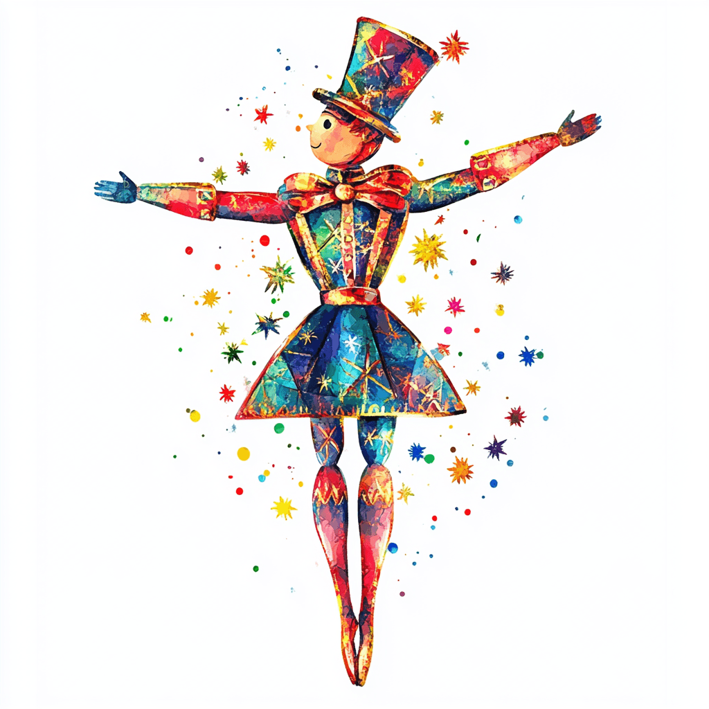 WATERCOLOR SPLASH NUTCRACKER ILLUSTRATION - Midjourney prompt