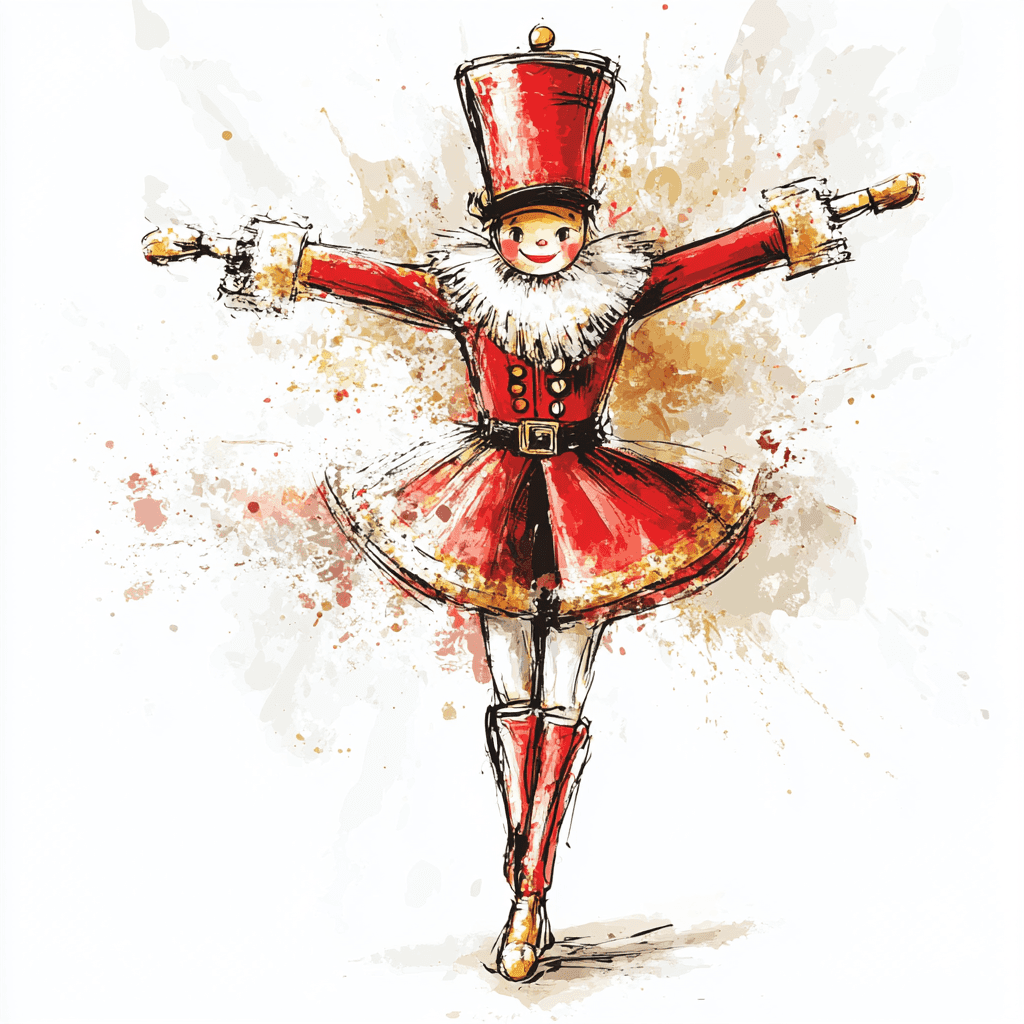 WATERCOLOR SPLASH NUTCRACKER ILLUSTRATION - Midjourney prompt