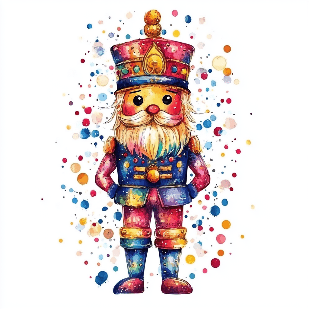 WATERCOLOR SPLASH NUTCRACKER ILLUSTRATION - Midjourney prompt